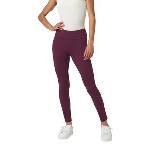 #1376 Hue Women's Mid-Rise Tech Pocket Leggings - Grape Wine